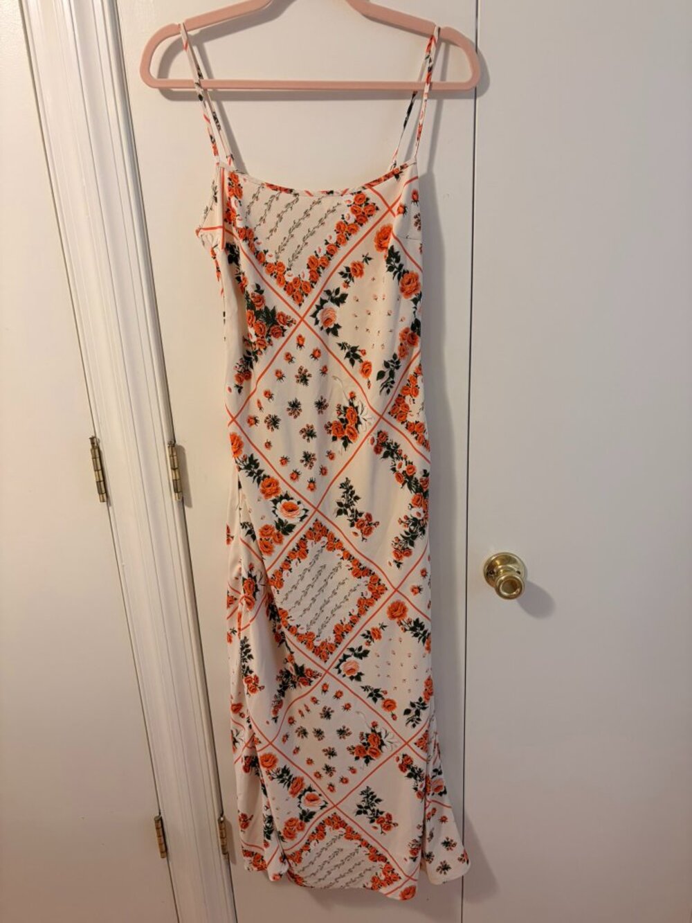 ✨ Abercrombie & Fitch Orange Rose Scarf Print Slip Dress ✨